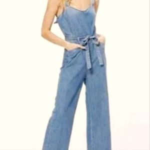 Rewash denim jumpsuit womens size L Wide flowy leg